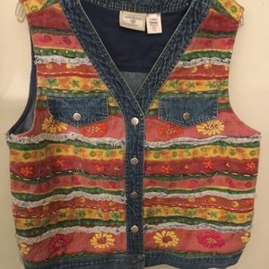 Susan Bristol bohemian denim vest 1W India vintage